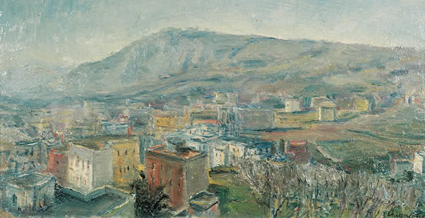 Paesaggio di Napoli con collina dei Camaldoli, anni trenta, olio, Napoli, collezione privata